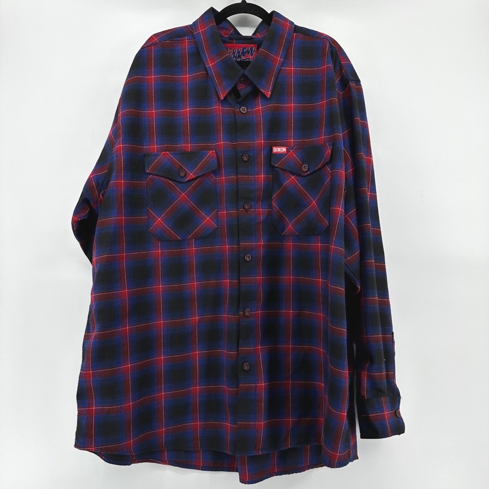 Dixxon Flannel Co Hometown D-Tech Plaid Shirt Red Blue Black Mens 3X Long Sleeve